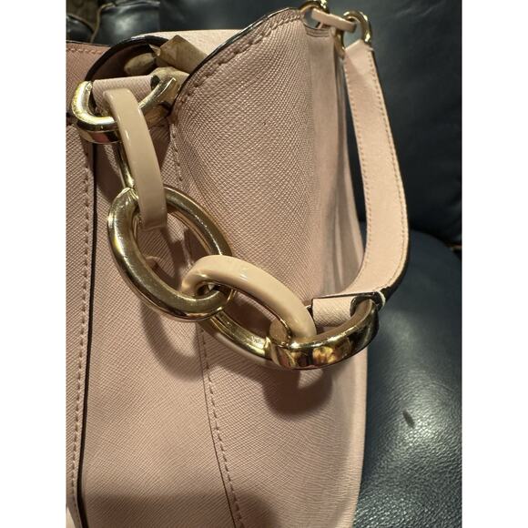 Michael Kors Sofia Portia Large Satchel Leather Bag Pink Blossom/gold - Picture 2 of 7